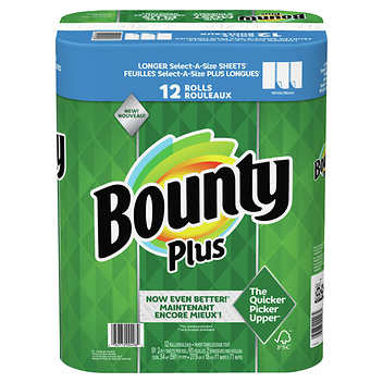 Bounty Plus Paper Towels Select-a-size 12 Rolls X 102 Sheets