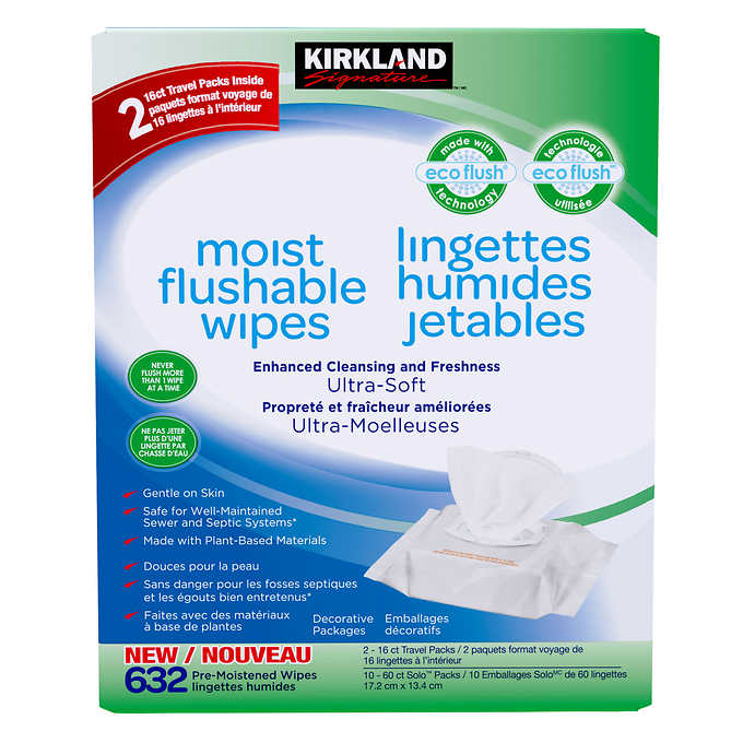 Kirkland Signature Moist Flushable Wipes 632s